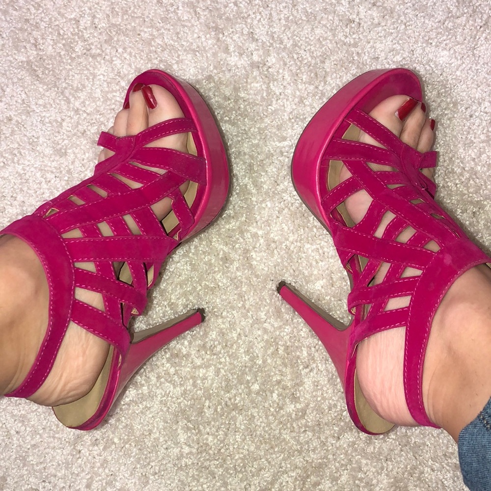 Super sexy hot pink cutout stilettos